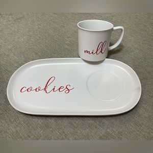 CROFTON CHRISTMAS POTTERY COOKIES & MILK TRAY AND MUG
